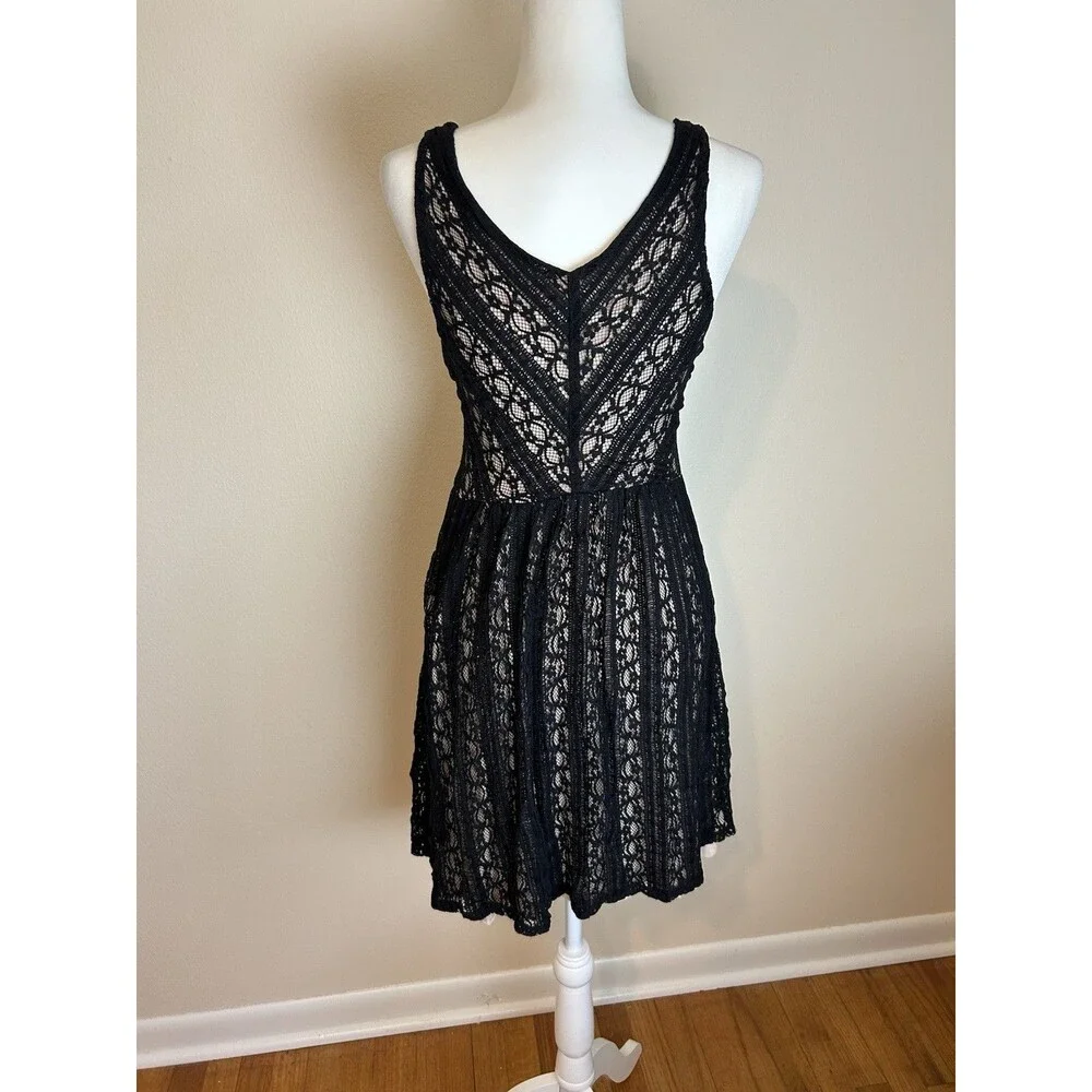 Anthropologie S Black Lace Dress Whimsigoth Fairy Victorian Mini Rockabilly Goth - Picture 4 of 5